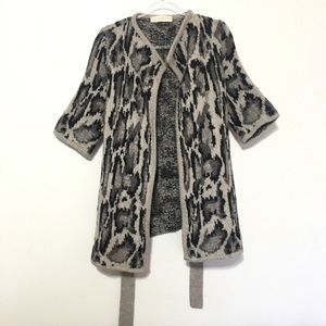 Stella McCartney Gray leopard print sweater jacket